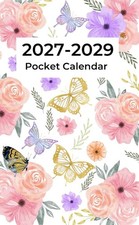 Pocket Calendar 2027-2029: 3 Year Monthly Planner Small  Butterfly Cover