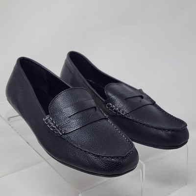 Lands End Driver Moccasin Kids 5 Black Shoes Comfort Lightweight School Walking