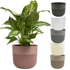 Plant Pot Flower Planter Modern Ribbed Decorative Pots | Indoor Outdoor Garden