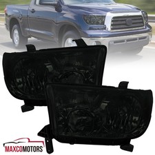 Smoke Headlights Fits 2007-2013 Toyota Tundra 2008-2017 Sequoia Replacement Pair