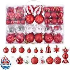 ILLUMINEW 111-Pack Christmas Balls Ornaments,Assorted Shatterproof Christmas 