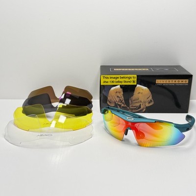 Oakley 0089 Sport Sunglasses Teal Frame 5 Interchangeable Lenses UV Protection