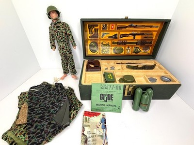 Vintage 1960's GI Joe figure, Foot Locker, Misc Accessories and
