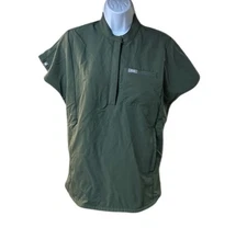 FIGS Montex Mock Neck Scrub Top Womens XXS Green Pockets 1/4 Zip Pullover