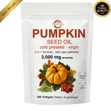 Pumpkin Seed Oil 3000mg Softgels  Cold Pressed Virgin  Saw Palmetto  300 Coun