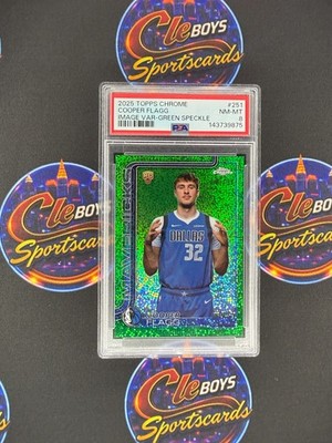 COOPER FLAGG 2025 Topps Chrome #251 Green Var Speckle Refractor Rookie /99 PSA 8
