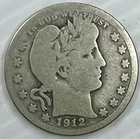 1912S Barber Quarter Dollar Uncertified Good Condition