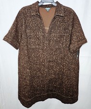 Terra Sky Women’s Plus Size Animal Print Denim Mini Popover Shirt Dress 2X or 3X