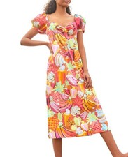 Farm Rio Dresses Nwt Farm Rio Fruit Salad Puff Sleeve Midi Dress Medium