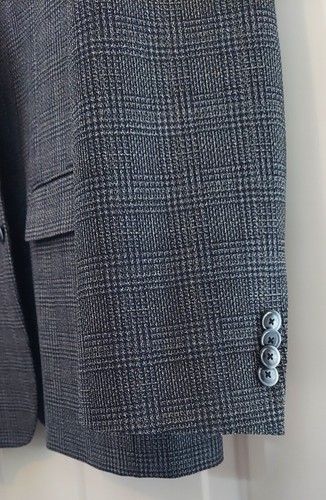 BEN SHERMAN MEN'S GRAY PLAID 2-BUTTON POLYESTER BLEND SPORTS BLAZER SIZE R48 - Picture 15 of 16