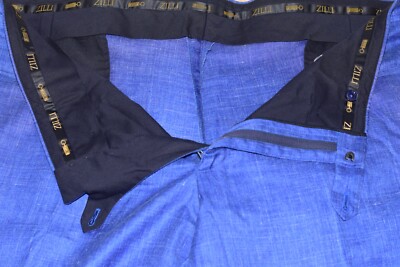 Zilli Slim Fit Wool CASHMERE Linen Light Blue Big Mens Pant Trousers Sz 50x32