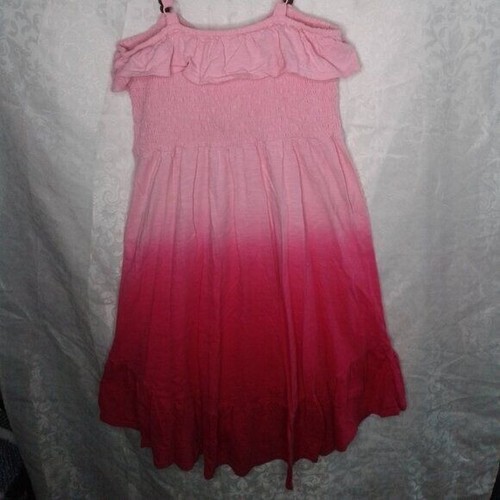 Cherokee Girls Dress Pink Gradient Scrunch Bead Strappy Ruffle Size L 10/12 - Picture 6 of 9