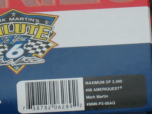 1/24 Mark Martin #06 Ameriquest 2006 Preferred Series Diecast Car - 1 of 2,400 - Picture 9 of 9