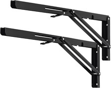 Folding Shelf Brackets, 20 Inch Heavy Duty L Bracket, Black DIY Collapsible Shel