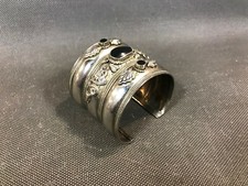 Antico Braccialetto IN Metallo e Perle Nere Vintage Gioiello Fantasia