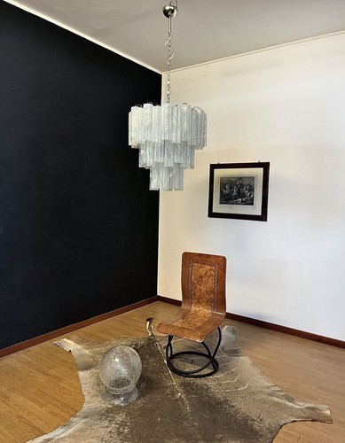 RESERVED: Large three-Tier Murano Glass Tube Chandelier - white albaster - Foto 14 di 17