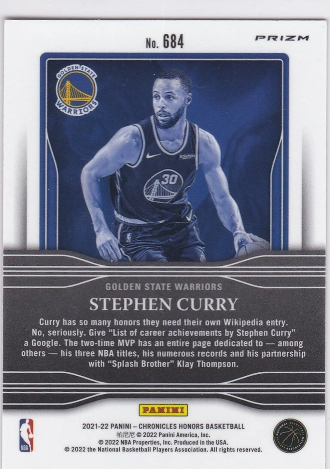 STEPHEN CURRY Steph 2021 Playoff Honors RARE PURPLE PRIZM $$ VARIATION Warriors! - Image 2 of 2