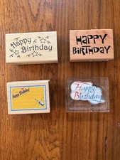 Mixed Happy Birthday Rubber Stamps Lot Of 4.