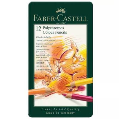 Faber-Castell Colour Pencils Polychromos Thick 3.8 mm Lead, Tin of 12 (110012)