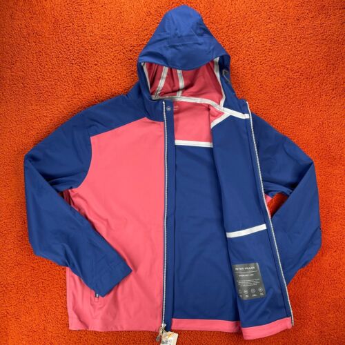 PETER MILLAR Mens XL Hyperlight 3L Link Hooded Jacket Cape Red $270 - Picture 2 of 11
