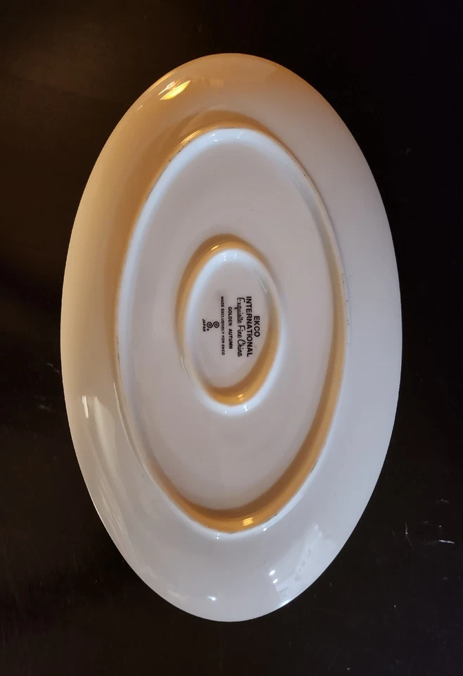 Ekco Int'l Fine China Gravy Boat con placa inferior, patrón floral "Otoño dorado" Foto 3 de 4