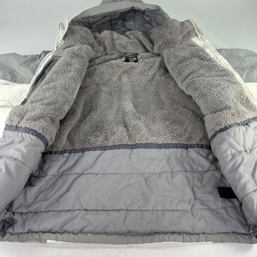 The North Face Women's HyVent Fleece Lined Jacket Size M White Gray Hoodie Coat - Picture 3 of 13