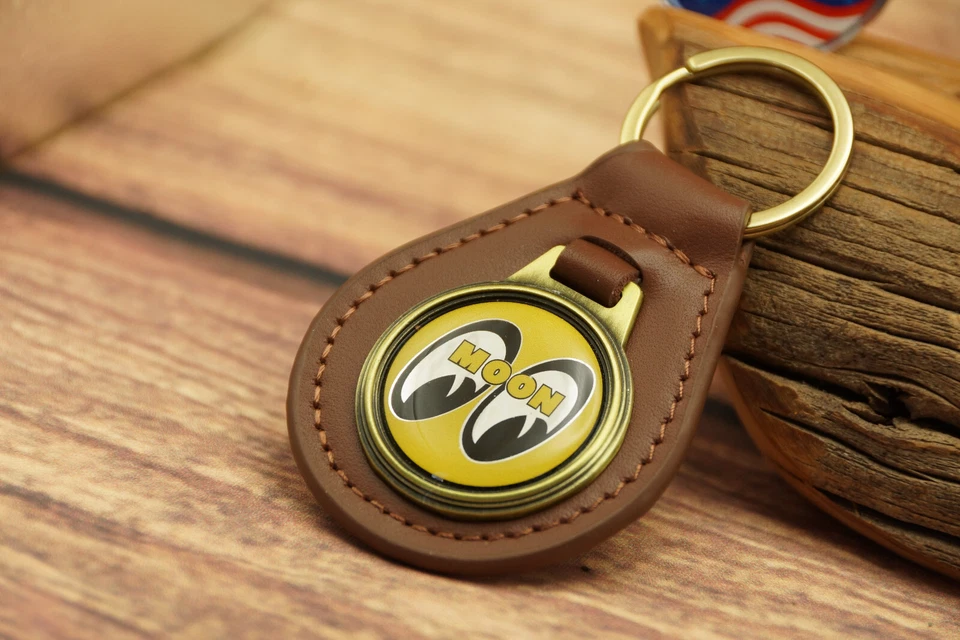 NUEVO RARO De Colección Años 70 HOTROD OJOS DE LUNA CARRERAS Cuero Coche Llavero Llavero Llavero Foto 3 de 4