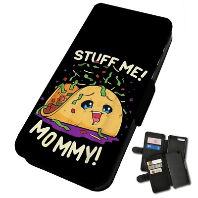 Bedruckte Kunstleder Flip Handy Hülle iPhone - Stuff Me Mommy - Cartoon Taco Essen