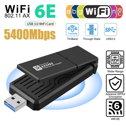 WiFi 6E Tri-band AX5400 USB 3.0 WiFi Adapter 2.4G/ 5G / 6G Wireless ...