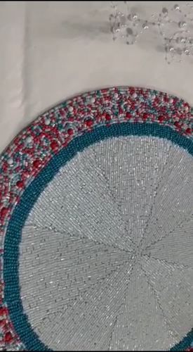 Set Of 6 XL Placemats Multicolor Beaded Tablemat Designer Charger Plate 13X13 In - Video 1 of 1