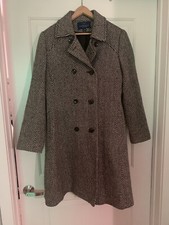 Macintosh~women’s Sz.14~black/white Herringbone Wool Coat~below Knee Length