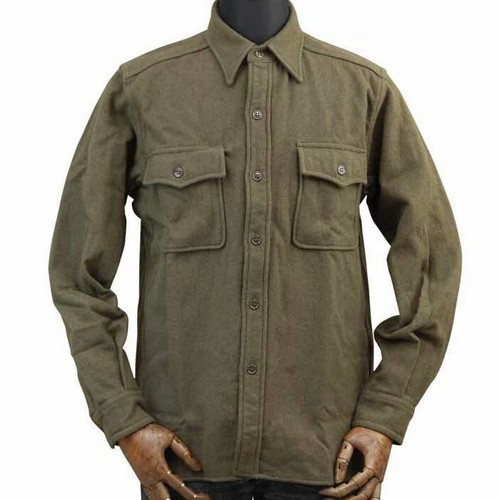 40s-50s BUAERO Drybak Corp NOS US Navy Army Military CPO Wool Shirt Olive 16 S M