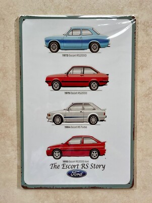 FORD ESCORT RS STORY BLECHSCHILD MANN HÖHLE AUTO GARAGE WERKSTATT RETRO 20x30cm