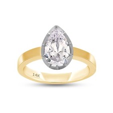 1.00 Ct Pear Cut Diamond Solitaire Engagement Wedding Ring 14K Gold Lab Grown
