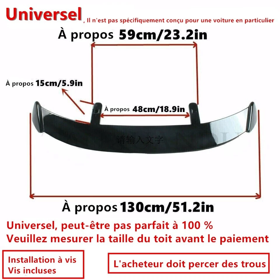 pour VW Scirocco / R 08-17 universel aileron becquet spoiler de coffre de toit - Imagen 3 de 4