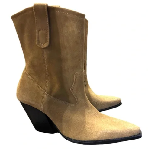 Zara Taupe Split Suede Cowboy Style Ankle Boots - SIZE UK 3 BNIB - Picture 3 of 6