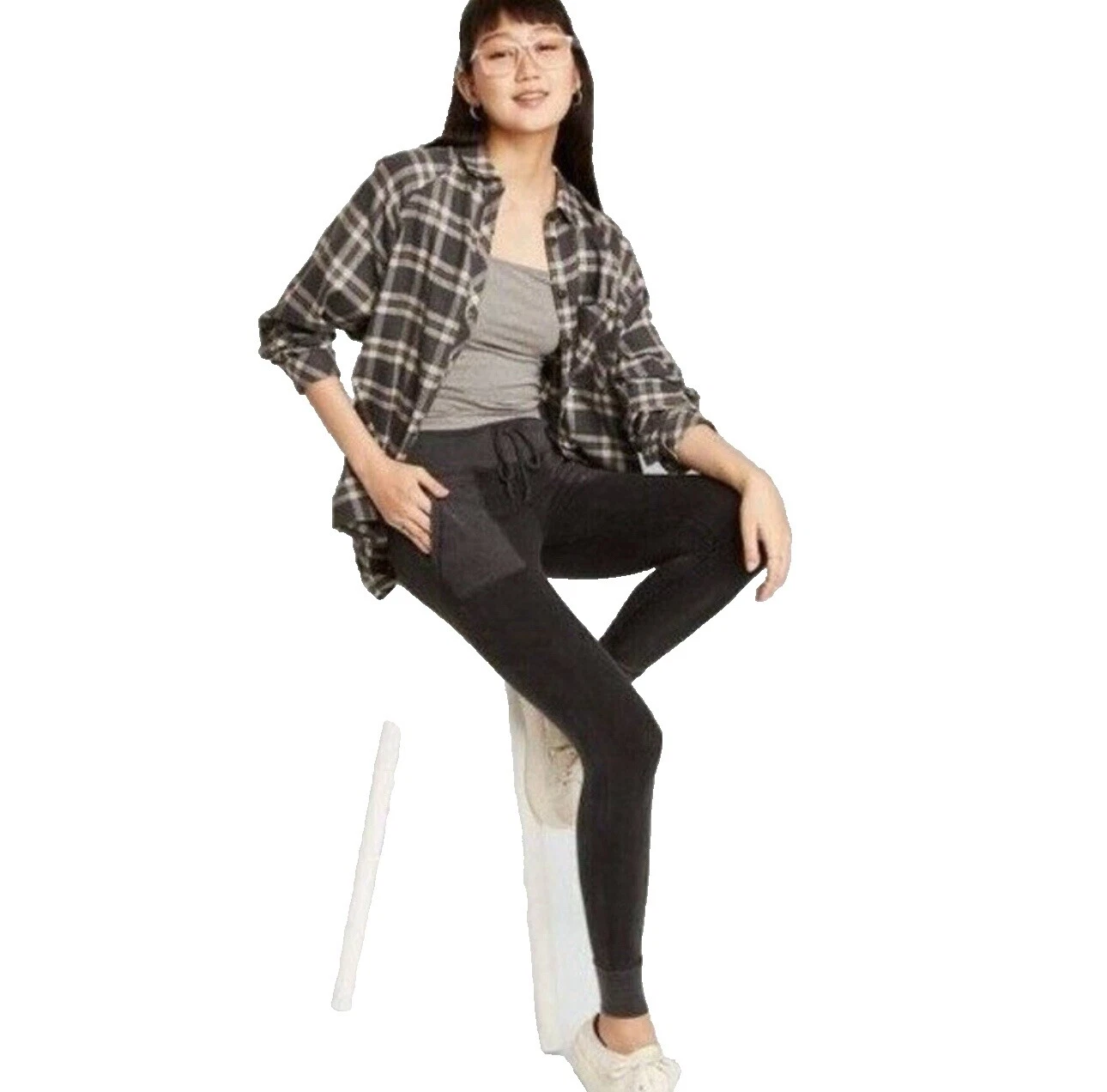 Cotton Blend Patchwork Leggings for Women