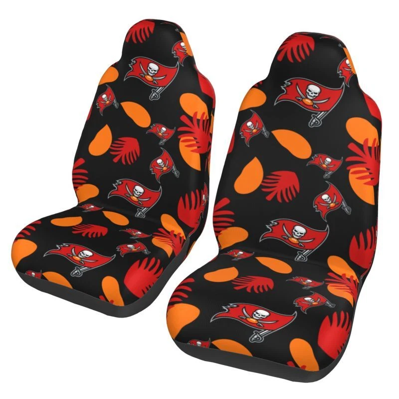 2pcs Tampa Bay Buccaneers Elastic Car Seat Covers Front Rear Protectors Decor