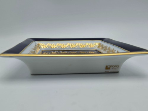 Artoria Limoges Ritz Carlton Hotel Blue Gold Leaf Porcelain Dish Bowl France 6" - Bild 2 von 14