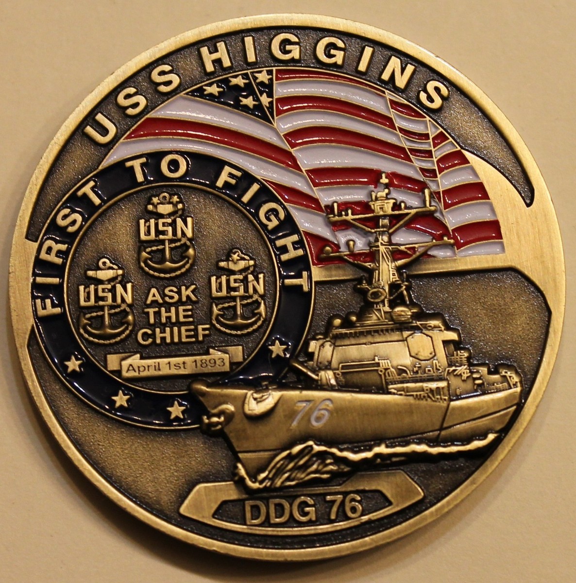 まとめ売り　DDG-76　チャレンジコイン　非売品 USS Higgins (DDG-76) Goat Locker Chiefs Navy Challenge Coin