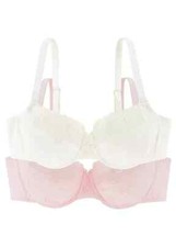 Image of Dorina Rena Size 32E Pack of 2 Full Cup Underwired Bra Ivory & Pink NEW