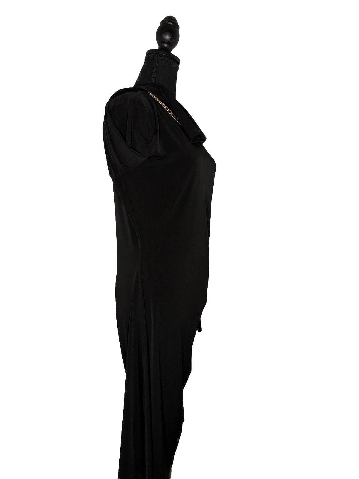Abito Michael Kors nero manica lunga lunghezza ginocchio tg XL accessorio catena oro nuovo con etichetta