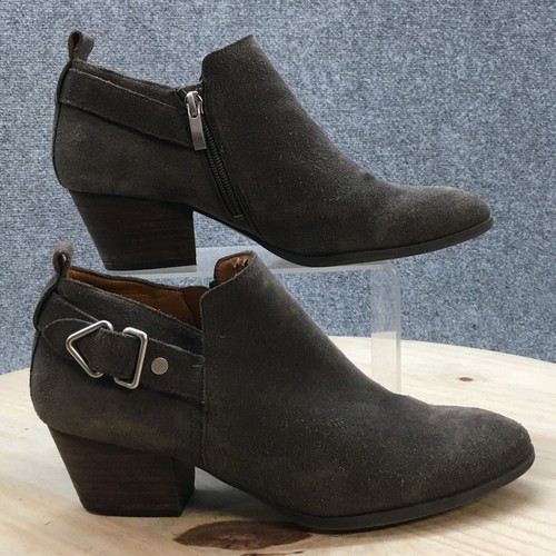 Franco Sarto Boots Womens 8.5 M Garfield Ankle Booties Heels Zipper Gray Leather