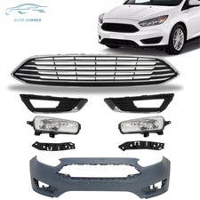 Front Bumper Cover Upper Complete Grill Set Wfog Light For 2015-2018 Ford Focus Front Bumper Cover Upper Complete Grill Set Wfog Light For 2015-2018 Ford Focus
