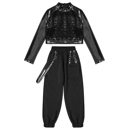 Girls Outfit 2 Piece Tracksuit Stage Performance Clothing Set Pocket Dancewear - Picture 29 of 84