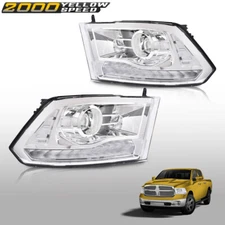 LED DRL Projector Headlights W/ Harness Fit For 09-18 Ram 1500 2500 3500 Chrome