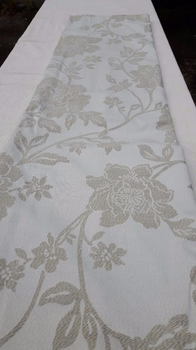 CURTAINS 3" TAPE TOP LINED IN A NATURAL CREAM IVORY WHITE FORAL JACQUARD DAMASK - Picture 8 of 16
