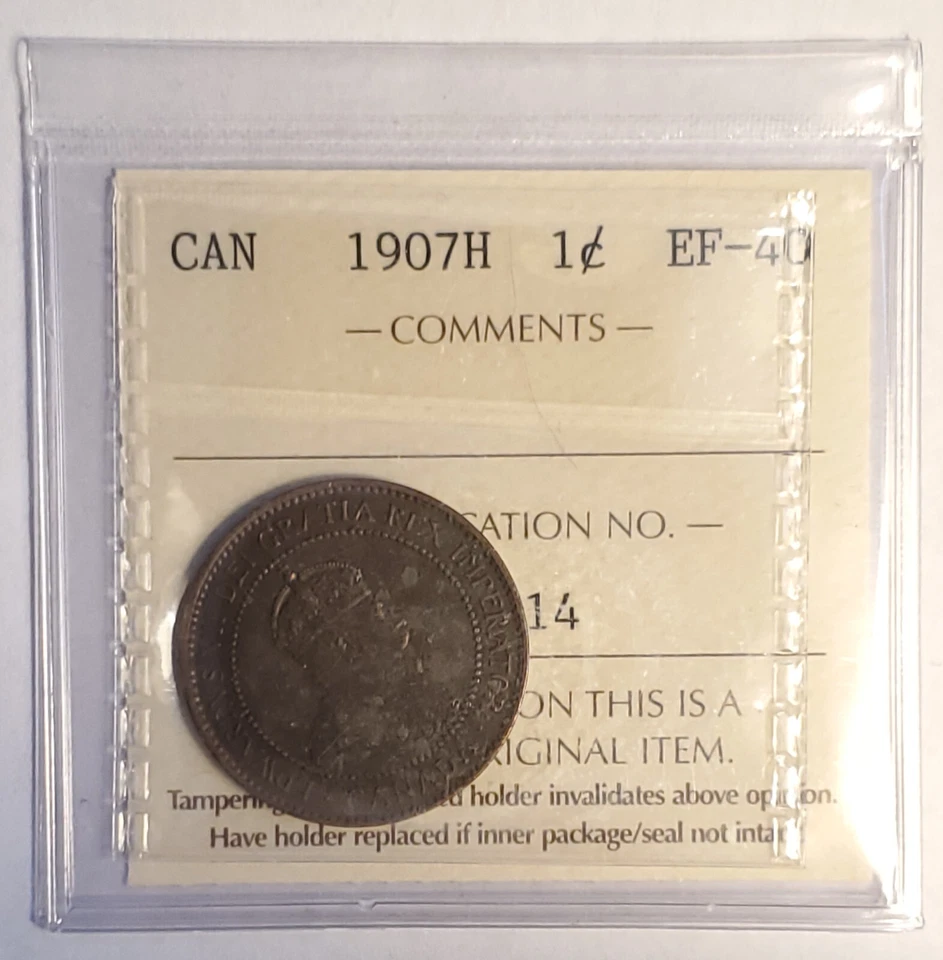 1907H CANADA 1 CENT - LARGE ONE CENT - ICCS CERTIFIED EF-40 - Image 2 of 4