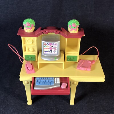 Fisher Price Loving Family Dollhouse Office Computer Desk (L8C4B8) | eBay