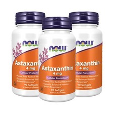 3 x NOW Astaxanthin 4 mg 90 Softgels Potent Antioxidant